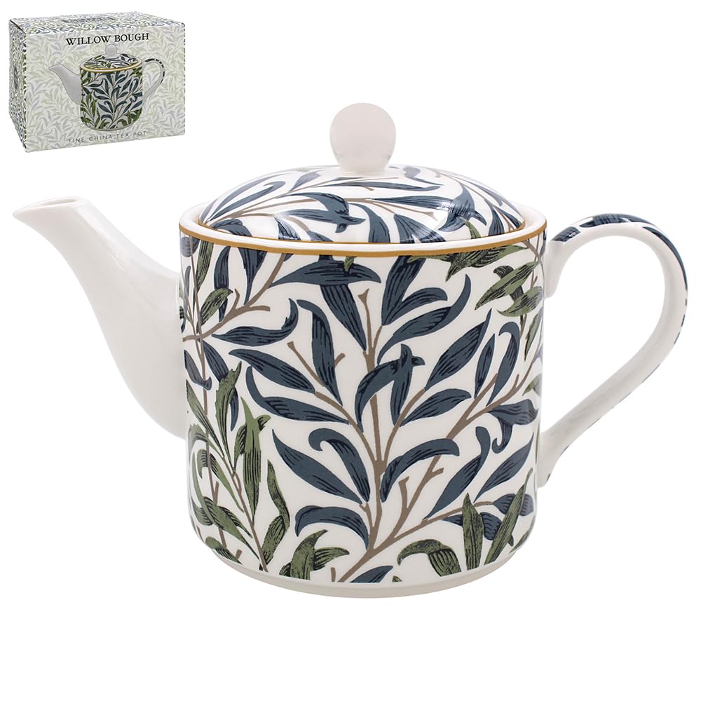 Sibelon Ceramic Teapot Large British Designed Tea Pot William Morris Willow Bough