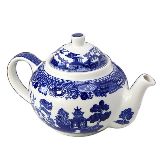 Sibelon Blue Willow Ceramic Teapot 1 Litre Blue and White Porcelain Teapot