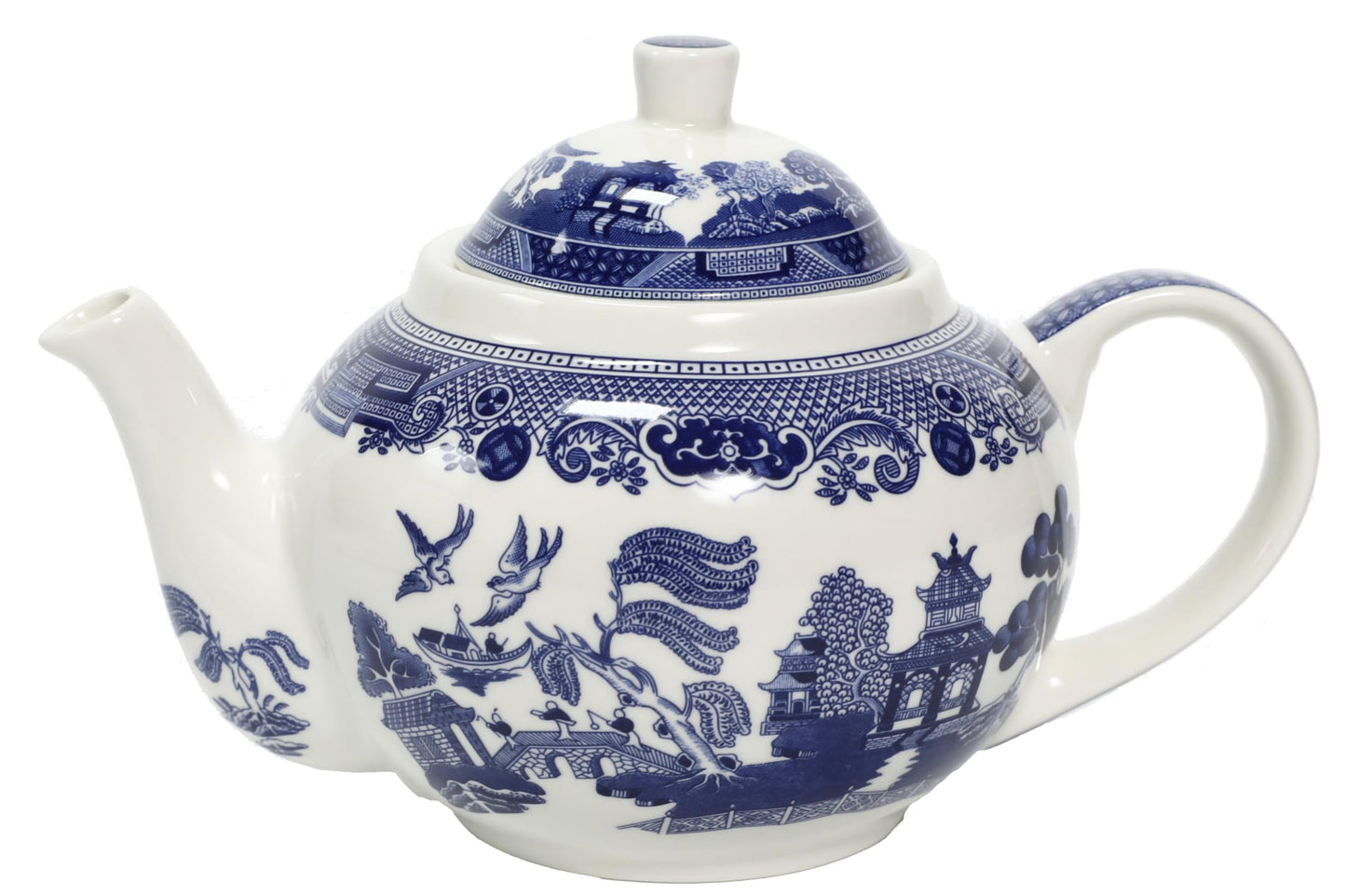 Sibelon Blue Willow Ceramic Teapot 1 Litre Blue and White Porcelain Teapot