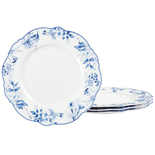 Sibelon Floral Porcelain Dessert Plates Set of 4 20.5 cm Light Blue Plates