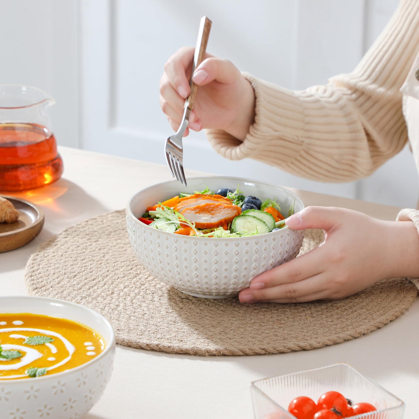 Sibelon Ceramic Cereal Bowls Set of 4 30 Oz Stoneware Soup Salad Ramen Bowls 6 Inch