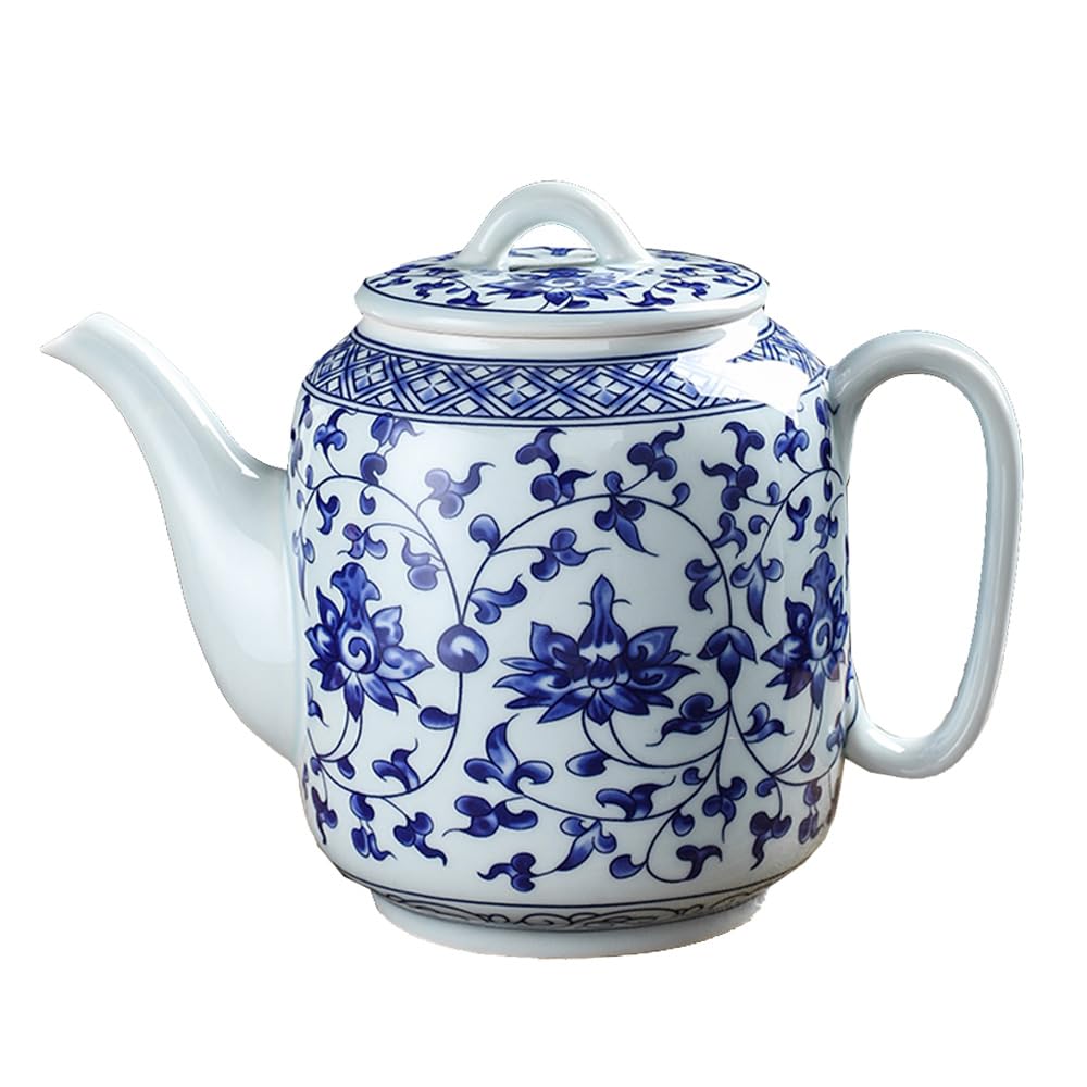 Sibelon Blue and White Ceramic Teapot 28 oz Tea Coffee Pot with Lid
