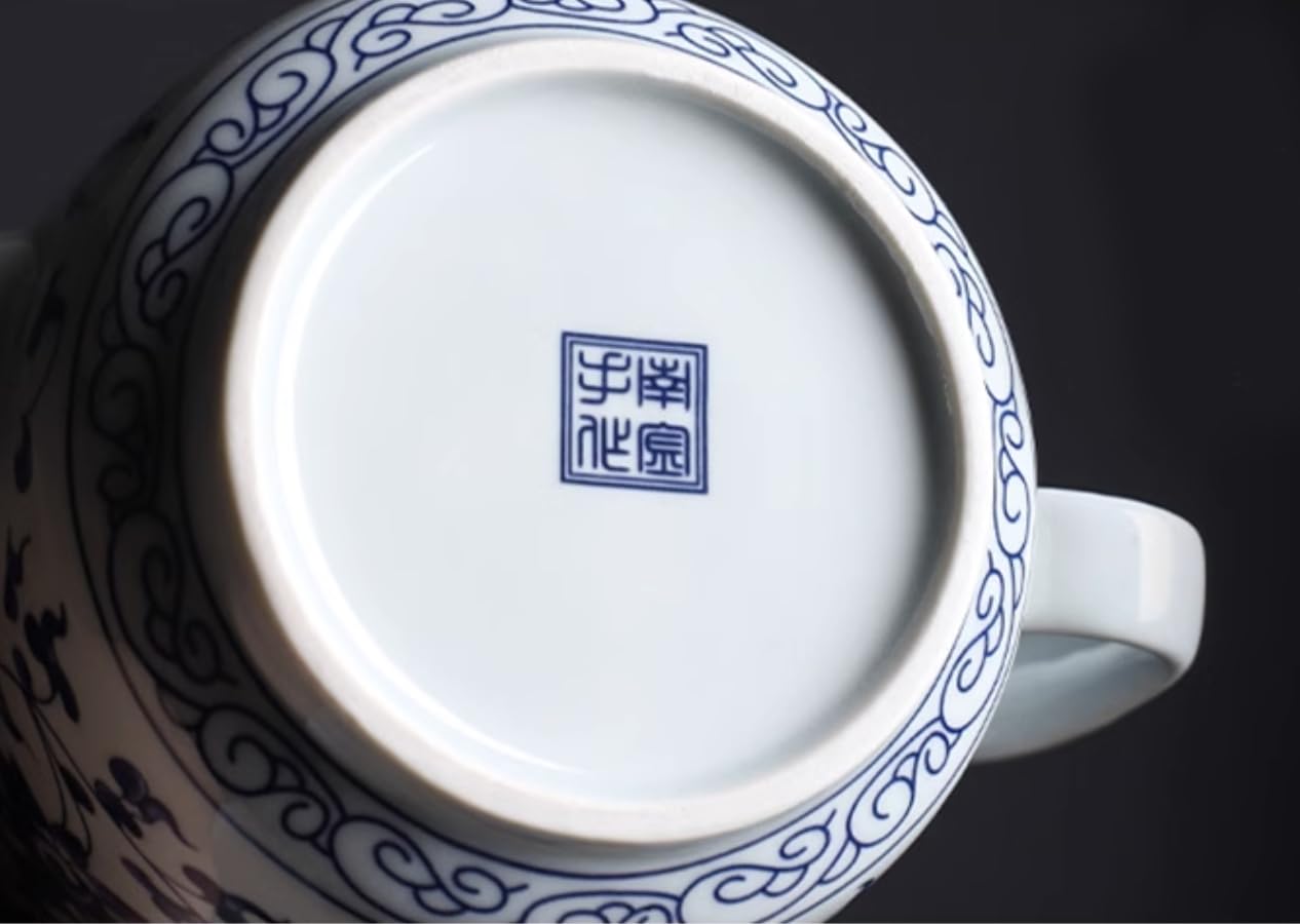Sibelon Blue and White Ceramic Teapot 28 oz Tea Coffee Pot with Lid