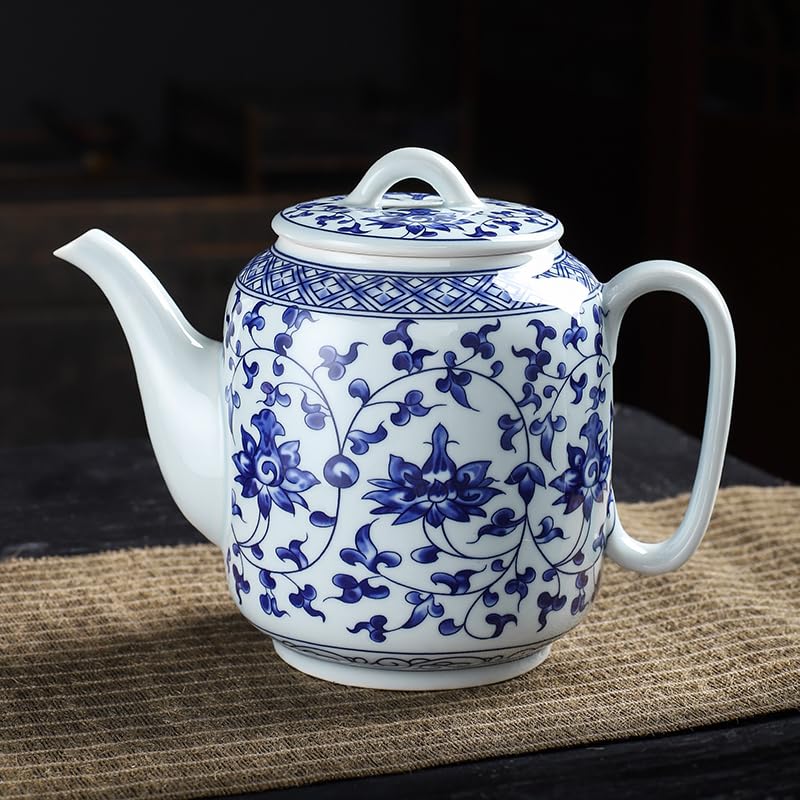 Sibelon Blue and White Ceramic Teapot 28 oz Tea Coffee Pot with Lid