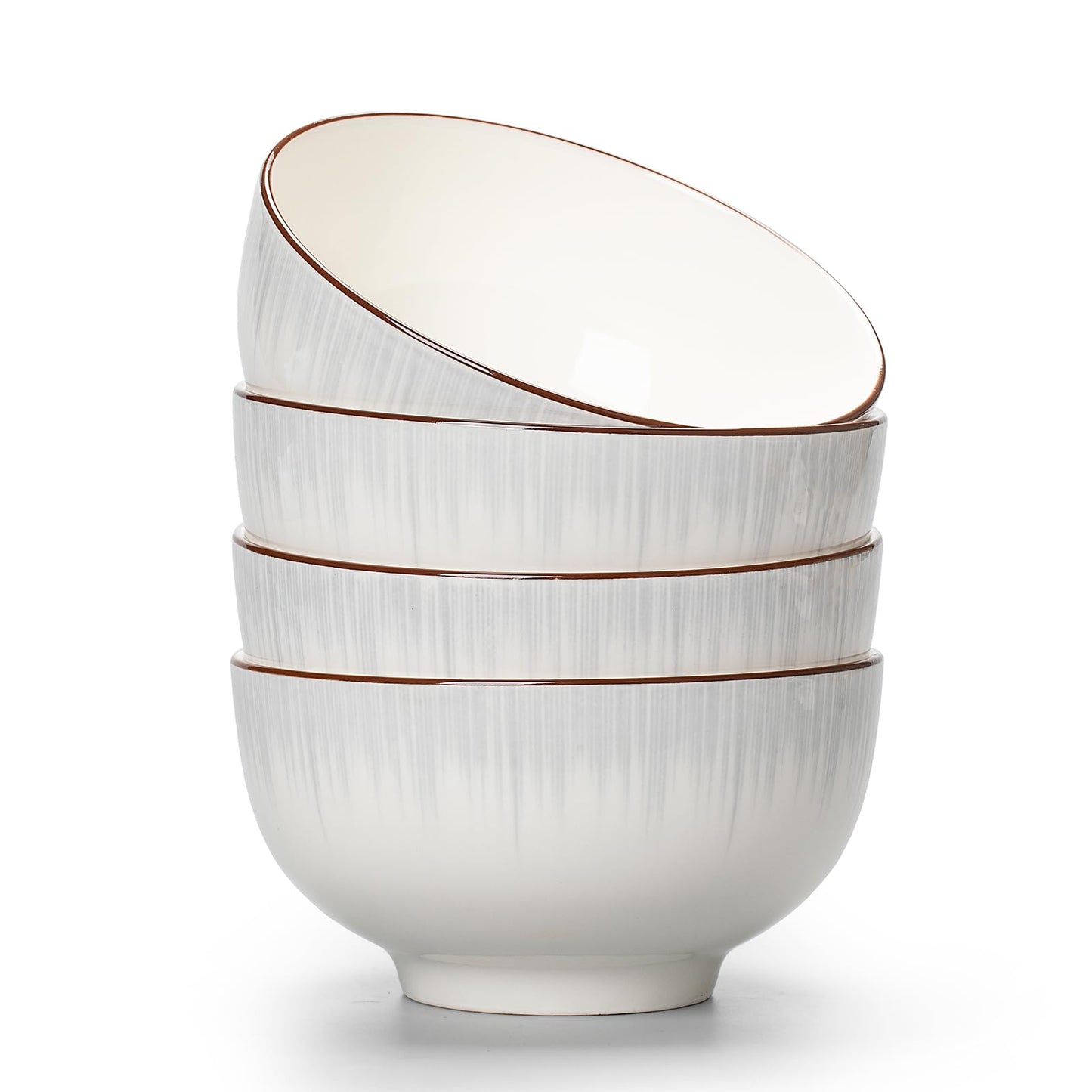 Sibelon Ceramic Cereal Bowls Set of 4 - 700ml Minimalist White Design 15x8cm