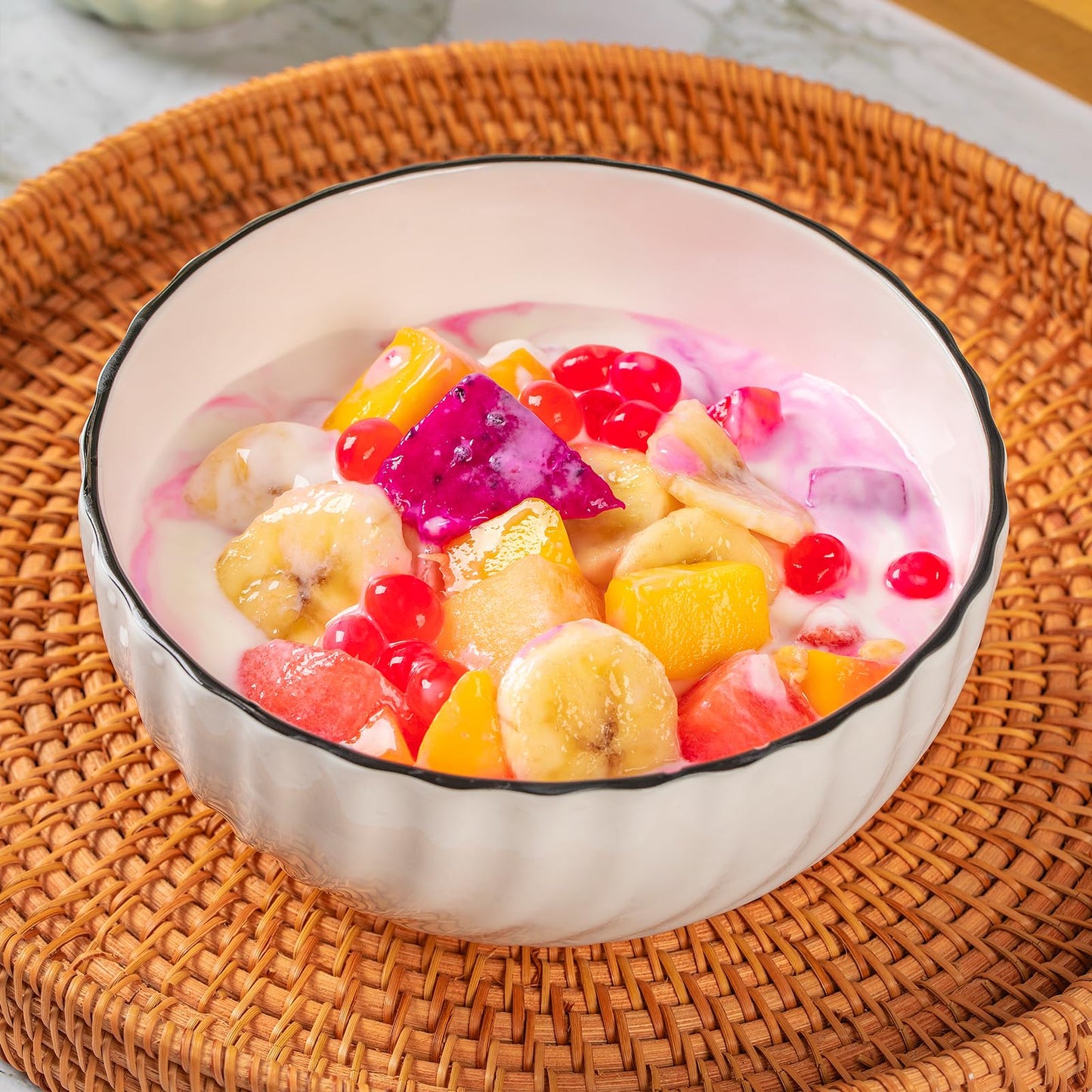 Sibelon Ceramic Cereal Bowls Set of 4 - 700ml Classic White Round 15x8cm