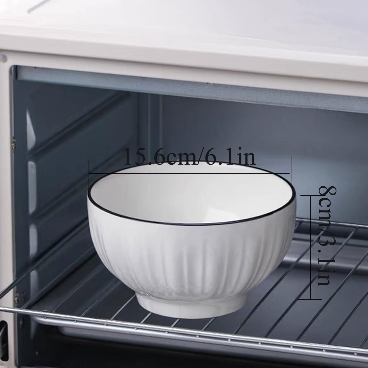 Sibelon Ceramic Cereal Bowls Set of 4 - 700ml Premium White Porcelain 15x8cm